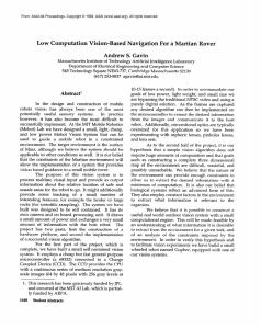 Low  Computation  Vision-Based  Navigation  For ... Rover Andrew  S. Gavin