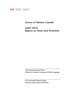 Status of Women Canada  2009–2010 Report on Plans and Priorities