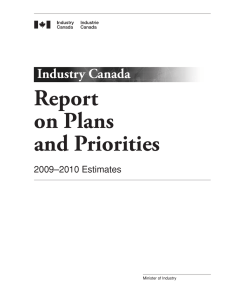 Report on Plans and Priorities Industry Canada