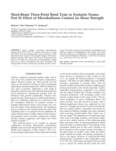 Short-Beam Three-Point Bend Tests in Syntactic Foams.