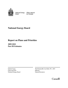 National Energy Board Report on Plans and Priorities 2009-2010 Part III Estimates