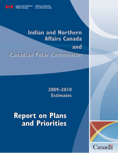Report on Plans and Priorities Indian and Northern Affairs Canada
