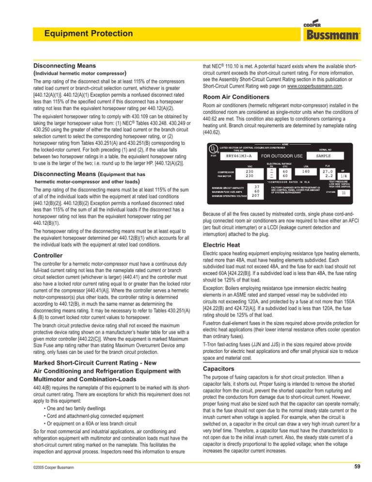 Equipment Protection Disconnecting Means ( )