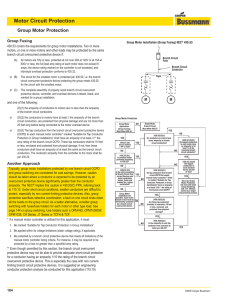 Motor Circuit Protection Group Motor Protection Group Fusing