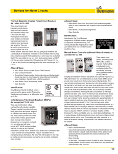 Thermal Magnetic (Inverse Time) Circuit Breakers Allowed Uses:
