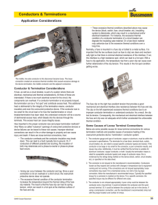 Conductors &amp; Terminations Application Considerations