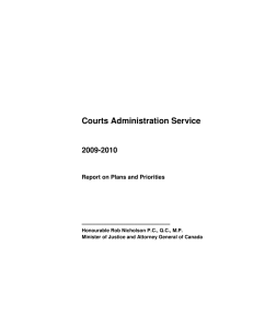 Courts Administration Service 2009-2010 Report on Plans and Priorities