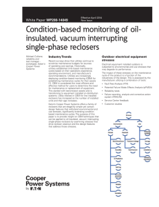 Condition-based monitoring of oil- insulated, vacuum interrupting single-phase reclosers WP280-14049