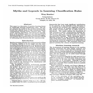 Myths  and  Legends  in  Learning Classification Abstract