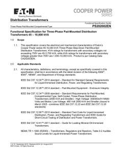 Distribution Transformers PS202002EN Functional Specification for Three-Phase Pad-Mounted Distribution