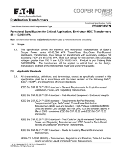 Distribution Transformers PS202003EN Functional Specification for Critical Application, Envirotran HDC Transformers