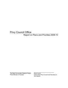 Privy Council Office Report on Plans and Priorities 2009-10