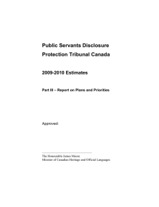 Public Servants Disclosure Protection Tribunal Canada 2009-2010 Estimates