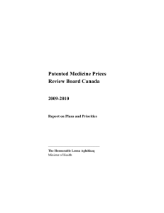 Patented Medicine Prices Review Board Canada 2009-2010 Report on Plans and Priorities