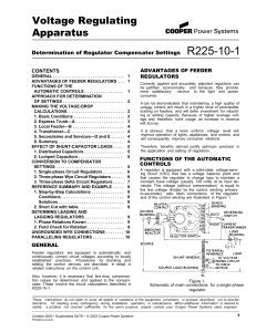 R225-10-1 Voltage Regulating Apparatus Determination of Regulator Compensator Settings