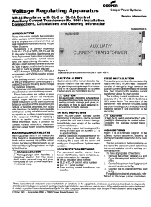 VR.32  Regulator  with  CL.2  or ... Auxiliary  Current  Transformer  No.  9061: ...