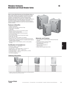 Fiberglass Enclosures 5E Disconnect and Circuit Breaker Series