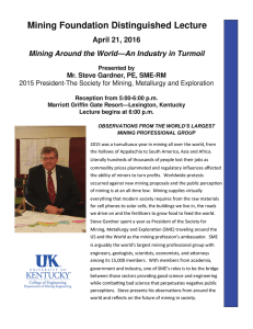 Mining Foundation Distinguished Lecture April 21, 2016