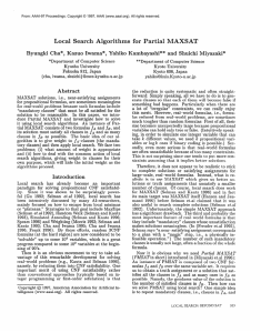 Local  Search  Algorithms  for  Partial  MAXSAT Byungki  Cha *y Kazuo  Iwama *,  Yahiko ...