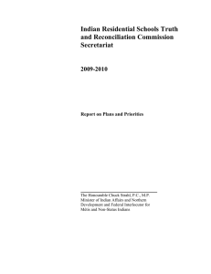 Indian Residential Schools Truth and Reconciliation Commission Secretariat 2009-2010