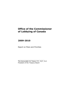 Office of the Commissioner of Lobbying of Canada 2009-2010