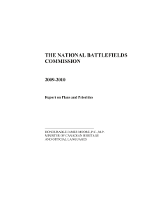 THE NATIONAL BATTLEFIELDS COMMISSION 2009-2010 Report on Plans and Priorities