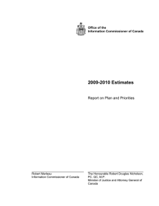 2009-2010 Estimates Report on Plan and Priorities Office of the