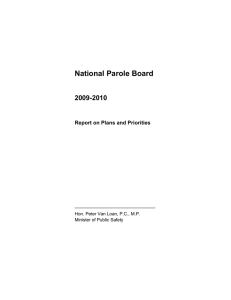 National Parole Board 2009-2010 Report on Plans and Priorities