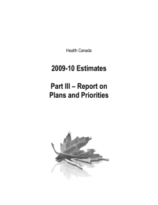 2009-10 Estimates Part III – Report on Plans and Priorities