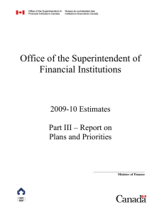 Office of the Superintendent of Financial Institutions 2009-10 Estimates
