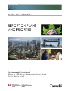 REPORT ON PLANS AND PRIORITIES pwgsc.gc.ca 