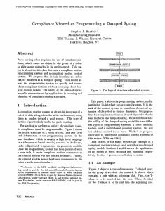 Compliance Viewed  as  Programming a  Damped Spring