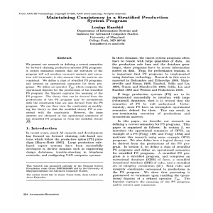 Maintaining Consistency in  a  Stratified System  Program