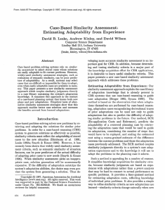 Case-Based Estimating  Adap Si David  B.  Leake,  And