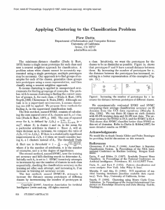 APPlYiW Clustering  to  the  Classification Problem Piew  Datta