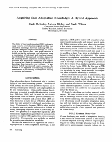 Acquiring  Case  Adaptation  Knowledge:  A ... David  B.  Leake,  Andrew  Kinley, ... rid Approae
