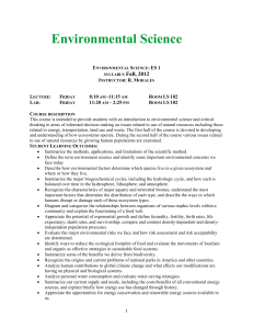 Environmental Science  Fall, 2012 E