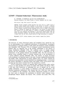 A23187—Channel behaviour: Fluorescence study J. Biosci.,