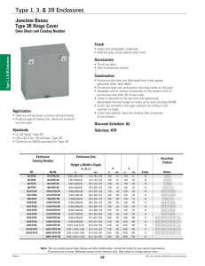 Junction Boxes Type 3R Hinge Cover Data Sheet and Catalog Number Finish
