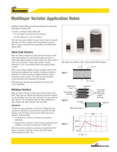 Multilayer Varistor Application Notes