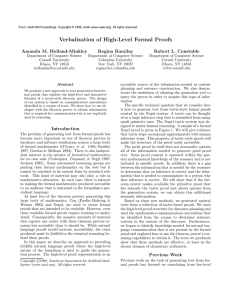 Verbalization of High-Level Formal Proofs Amanda M. Holland-Minkley Regina Barzilay Robert L. Constable