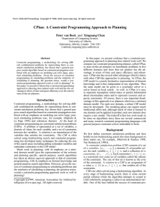 CPlan: A Constraint Programming Approach to Planning Peter van Beek