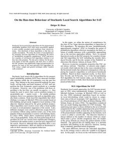 On the Run-time Behaviour of Stochastic Local Search Algorithms for... Holger H. Hoos