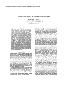 Initial Experiments in  Stochastic  Satisfiability