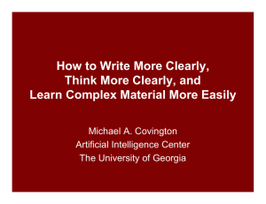 How to Write More Clearly, Think More Clearly, and Michael A. Covington