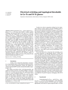 Electrical switching and topological thresholds in Ge-Te and Si-Te glasses c.n. murthy