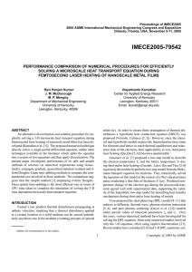 Proceedings of IMECE2005 2005 ASME International Mechanical Engineering Congress and Exposition