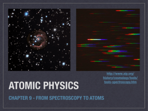 ATOMIC PHYSICS CHAPTER 9 - FROM SPECTROSCOPY TO ATOMS  history/cosmology/tools/