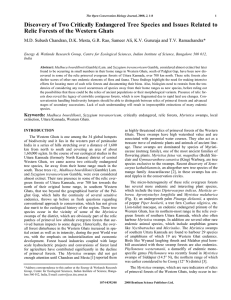 Discovery of Two Critically Endangered Tree Species and Issues Related... Relic Forests of the Western Ghats