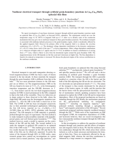 Nonlinear electrical transport through artificial grain-boundary junctions in La Ca MnO